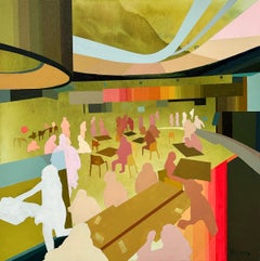 "Le limonate" - pittura astratta di paesaggio - colorato - alba - palude