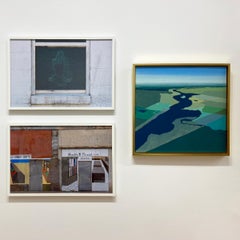 Topo - Peinture abstraite contemporaine colorée - paysage aérien - or