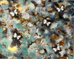 Fortitude abstract contemporary painting by Kate Kelleher golf leaf oil on board