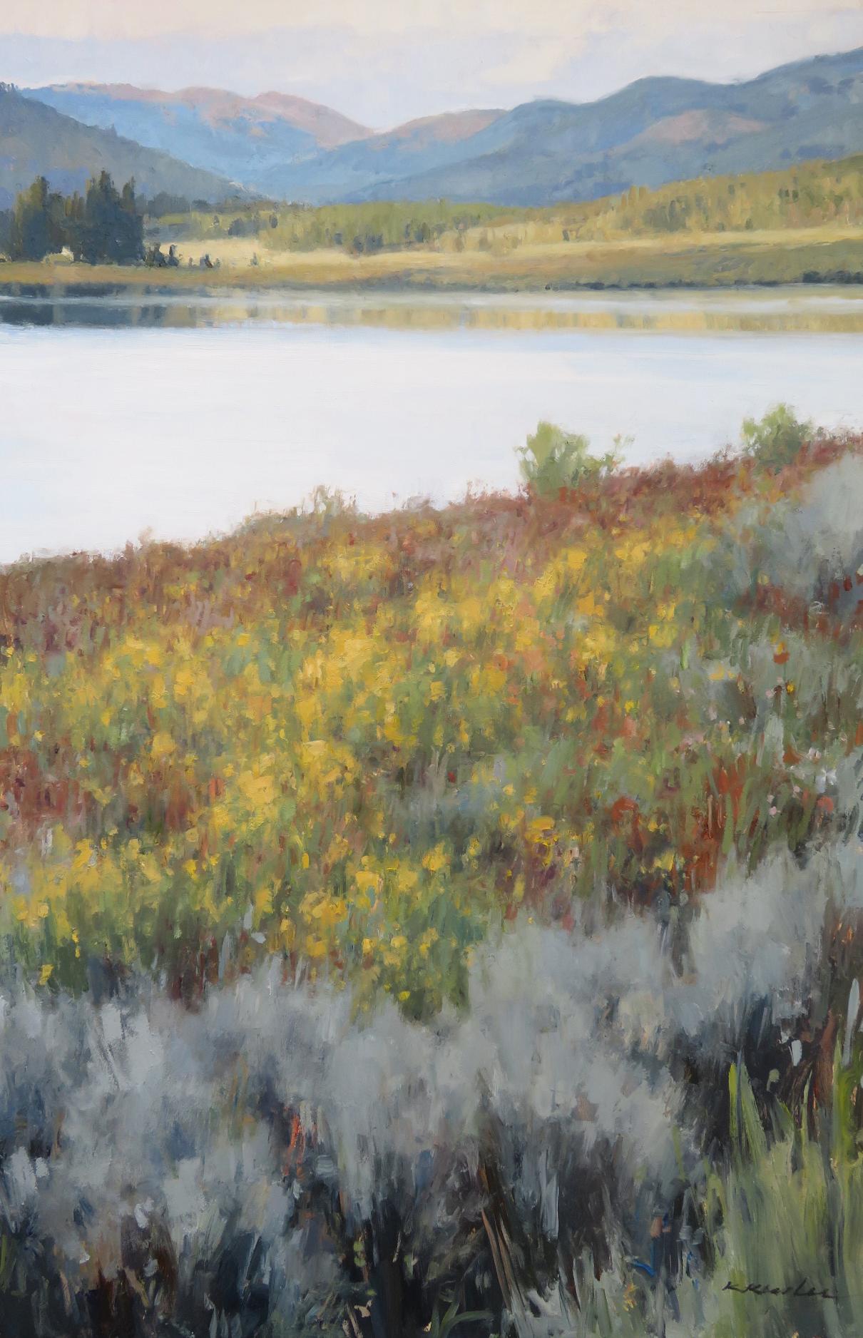 Lakeside Flora - Impressionist Painting by Kate Kiesler