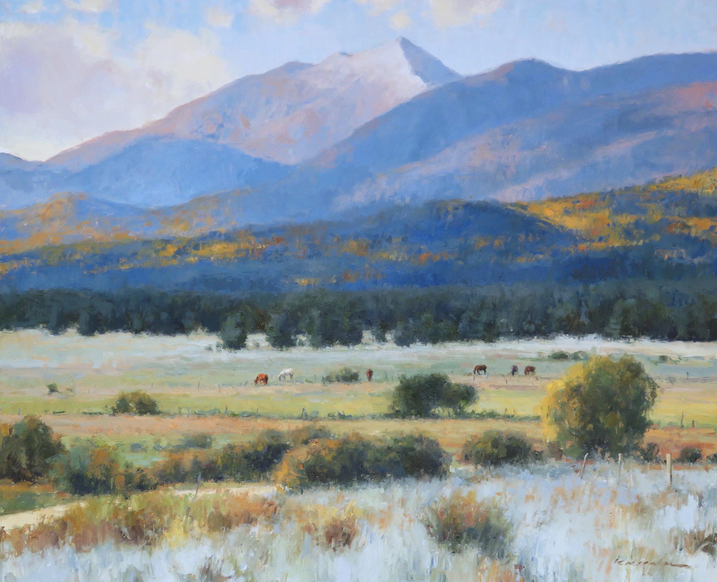 Pastos del sur con caballos - Painting Impresionista de Kate Kiesler