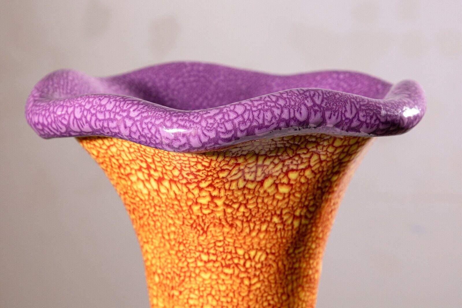 Kate Malone Orange and Purple Abstract Ceramic Vase In Good Condition In Keego Harbor, MI