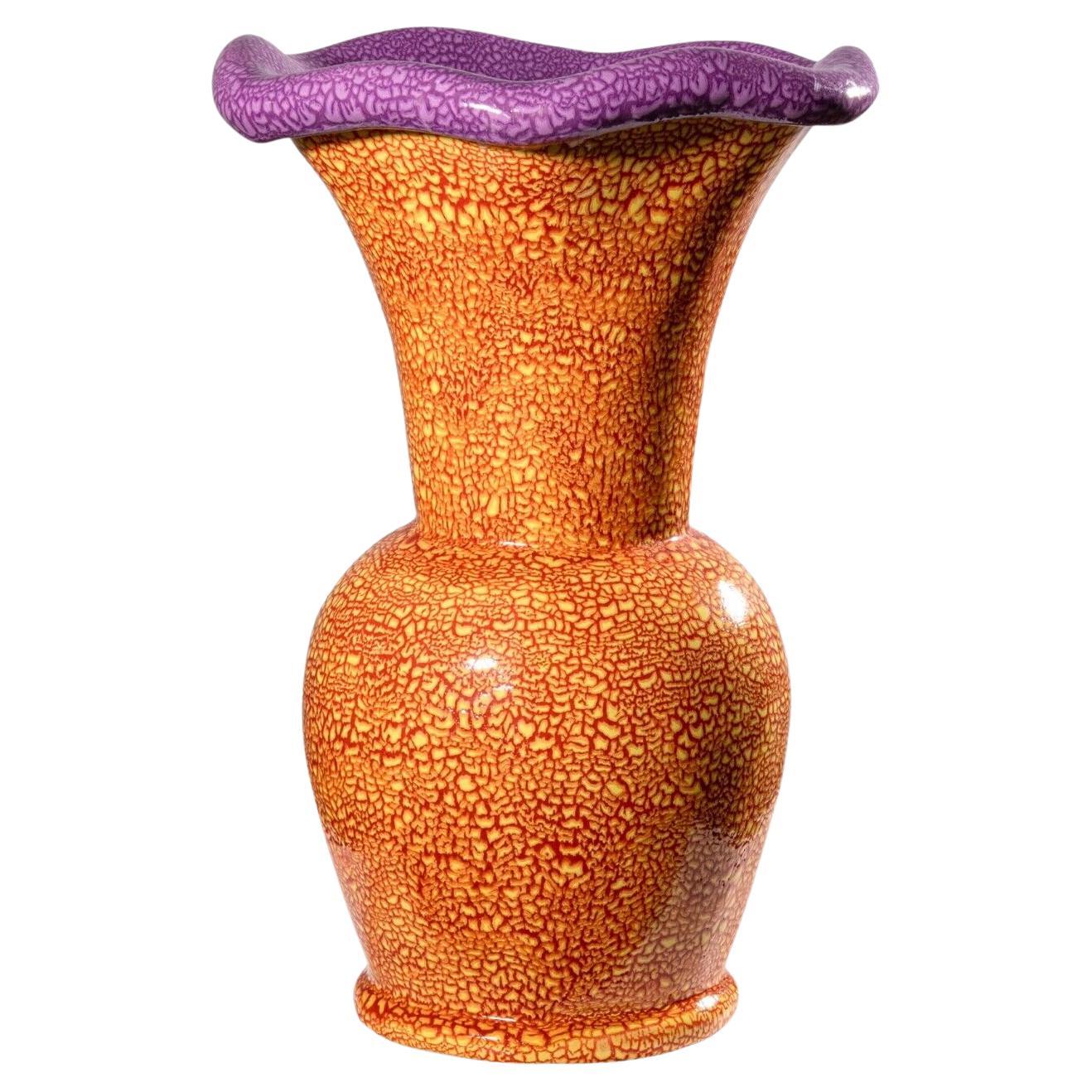 Kate Malone Orange and Purple Abstract Ceramic Vase For Sale