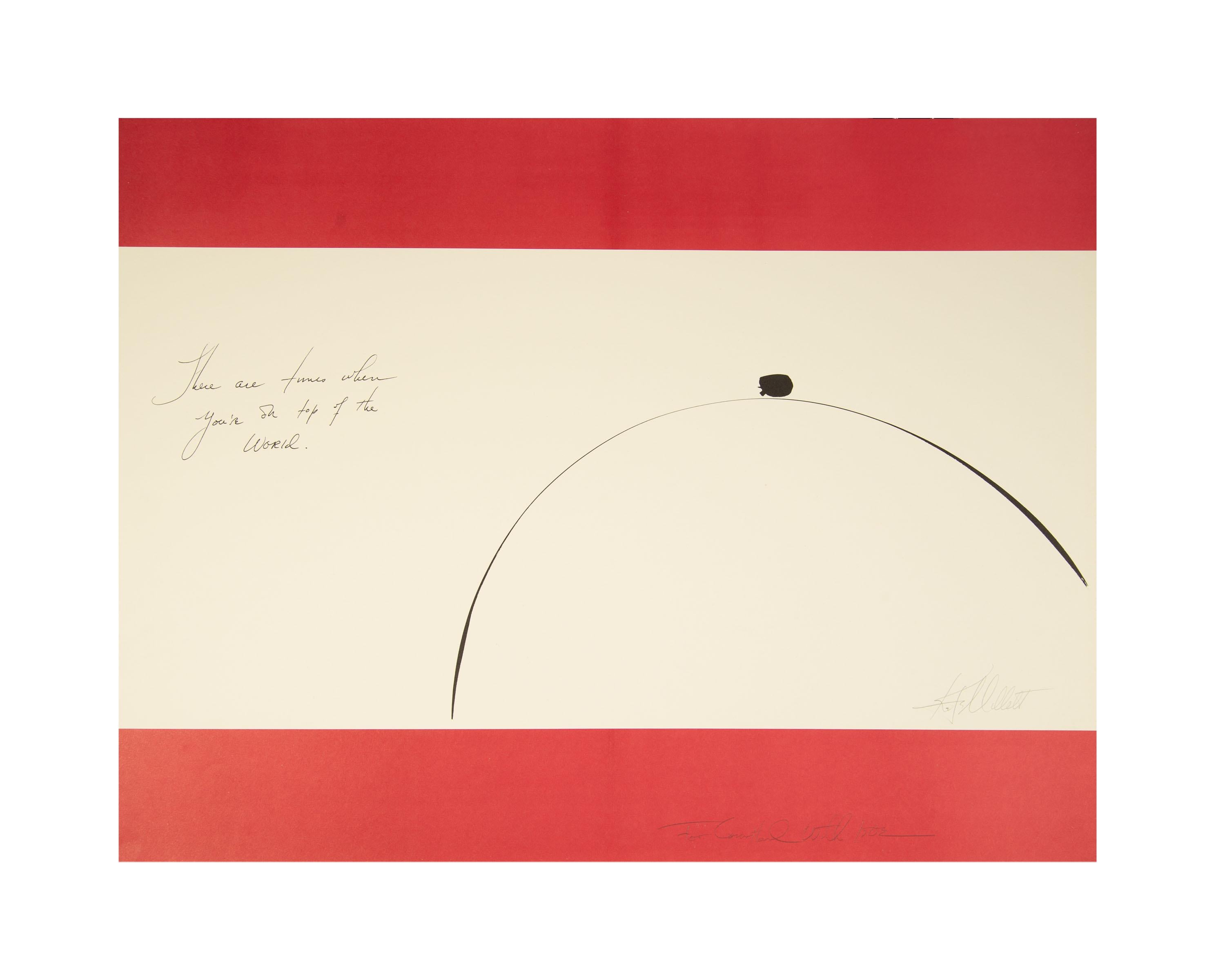 A signed and inscribed lithograph on paper by American feminist writer, theorist, artist and academic, Kate Millett (1934 - 2017). This work uses a minimal style to depict an abstract breast. To the the left of the image is a stanza of poetry. The