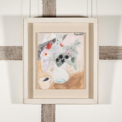 Cornish Bunch - Kate Nicholson Flower Still Life Oil Painting, Neutrals + White