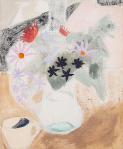 Manojo de Cornualles - Kate Nicholson Naturaleza muerta floral Pintura al óleo, Neutro + Blanco