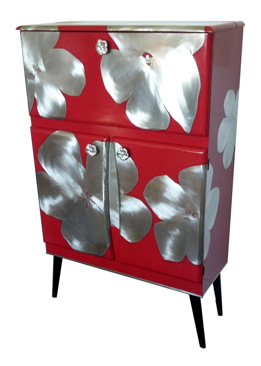 Modern Kate Noakes 'Poppy''  Cocktail Cabinet  in red For Sale