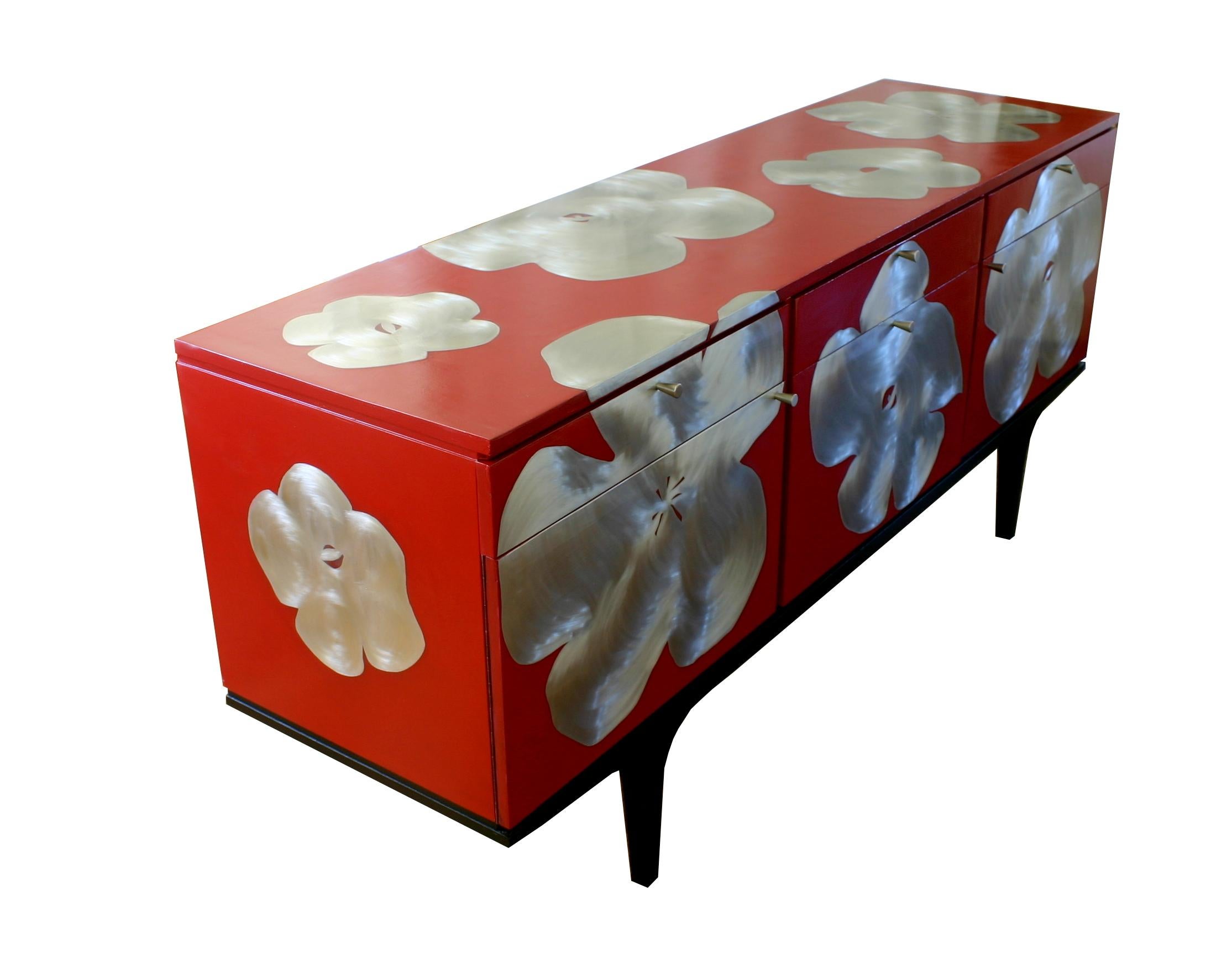 British Kate Noakes 'Poppy' Sideboard in Red For Sale