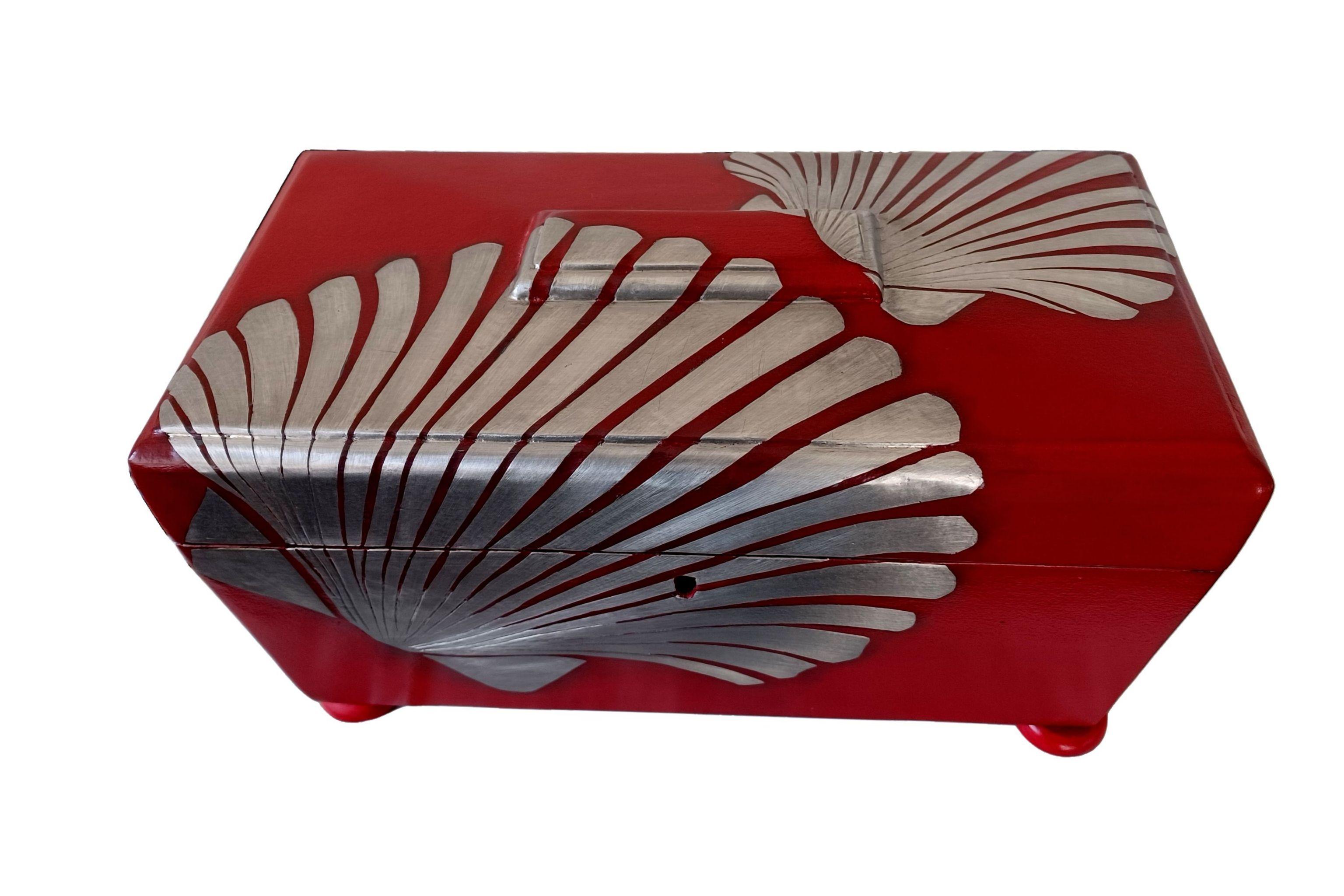 Metal Kate Noakes, 'Sea Shell'  Tea Caddy  veneered with metal inlaid with gesso For Sale