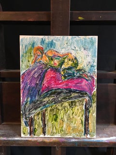 Modelo colorista, pintura al óleo impresionista surrealista, firmada