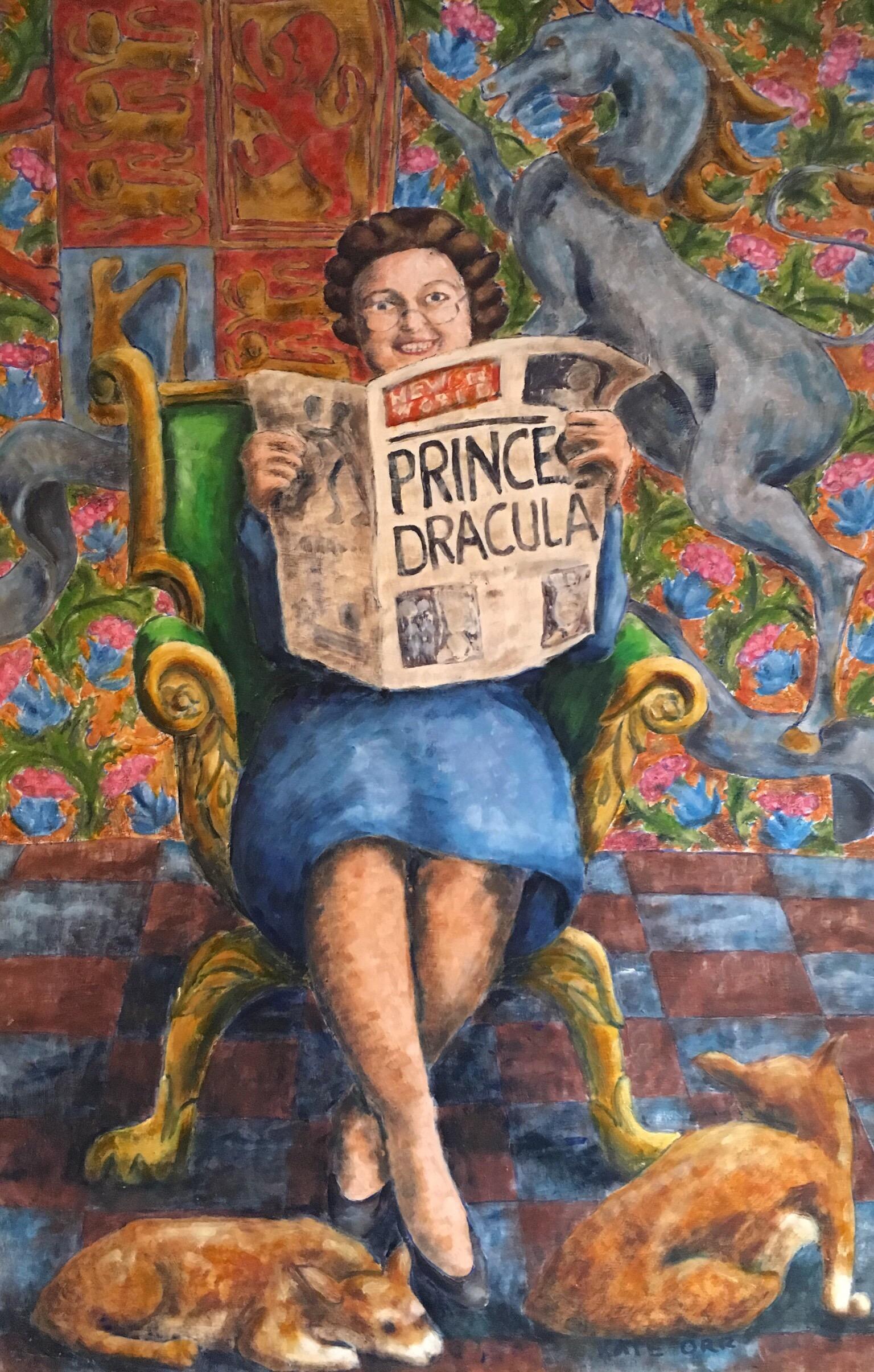 Progetto Reale Ritratto 20° secolo Modern British Grande Pittura ad olio