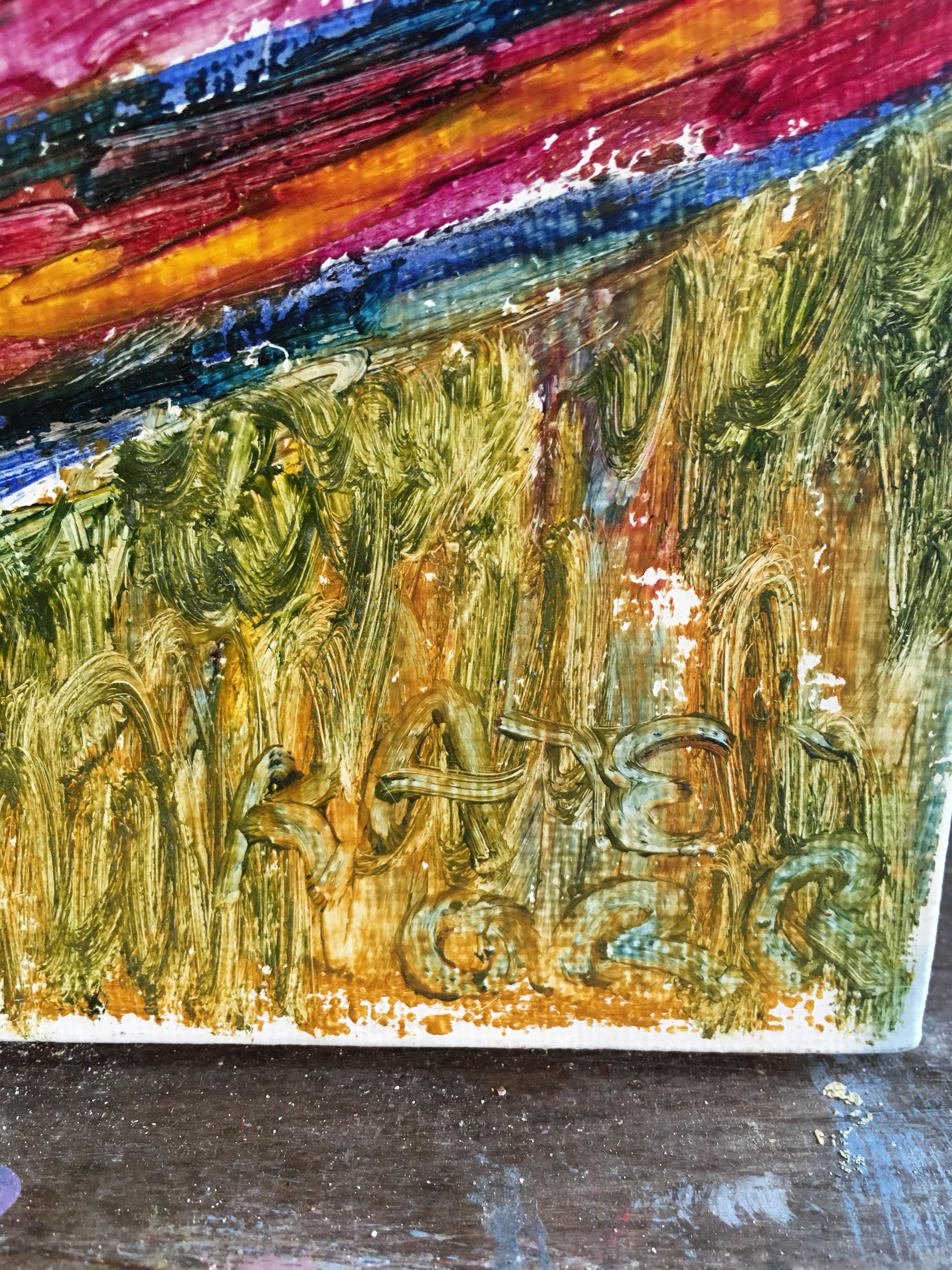 Donna seducente, dipinto a olio surrealista impressionista, firmato - Abstract Painting Rosa di Kate Orr