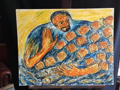 Waves of Fish No.2, Surrealist Abstract Oil Painting, Signed