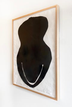 Dekoratives abstraktes, neutrales Tuschegemälde von Kate Roebuck „Big Smile One“