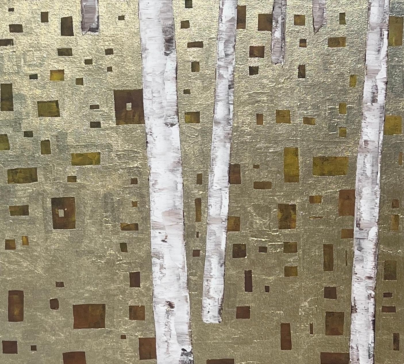 AND Lights 5021 - Or Landscape Painting par Kate Salenfriend