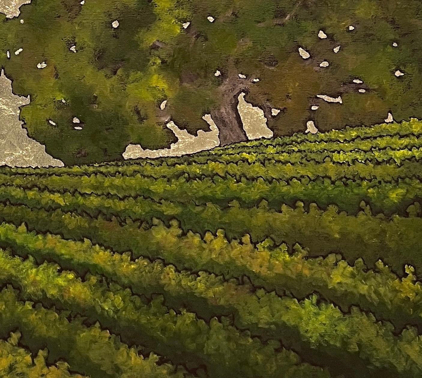 Nearby 4820 - Gold Figurative Painting by Kate Salenfriend