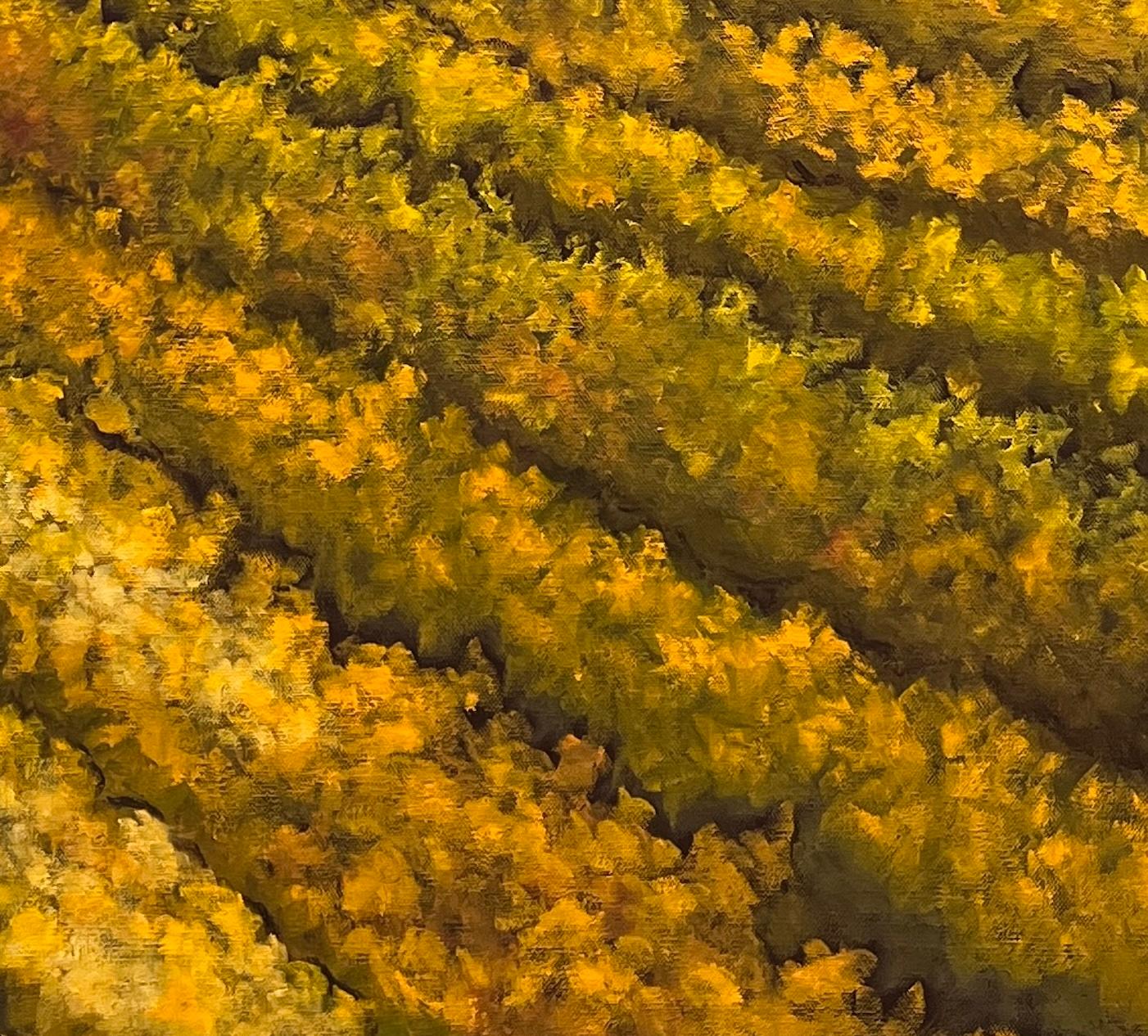 Wine Country Fall 4947 - Gold Landscape Painting by Kate Salenfriend