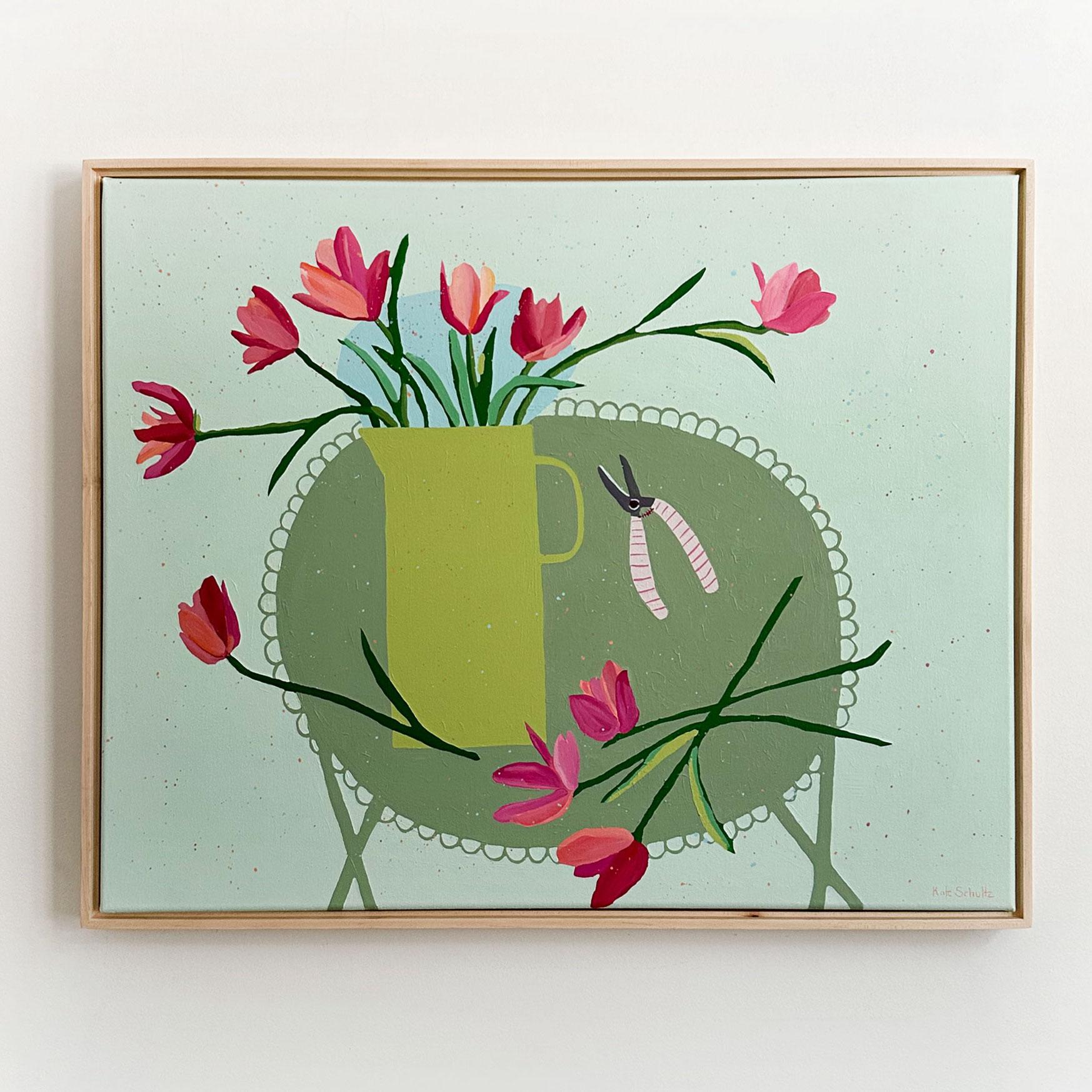 Kate Schultz Landscape Painting – Rosa Tulpen