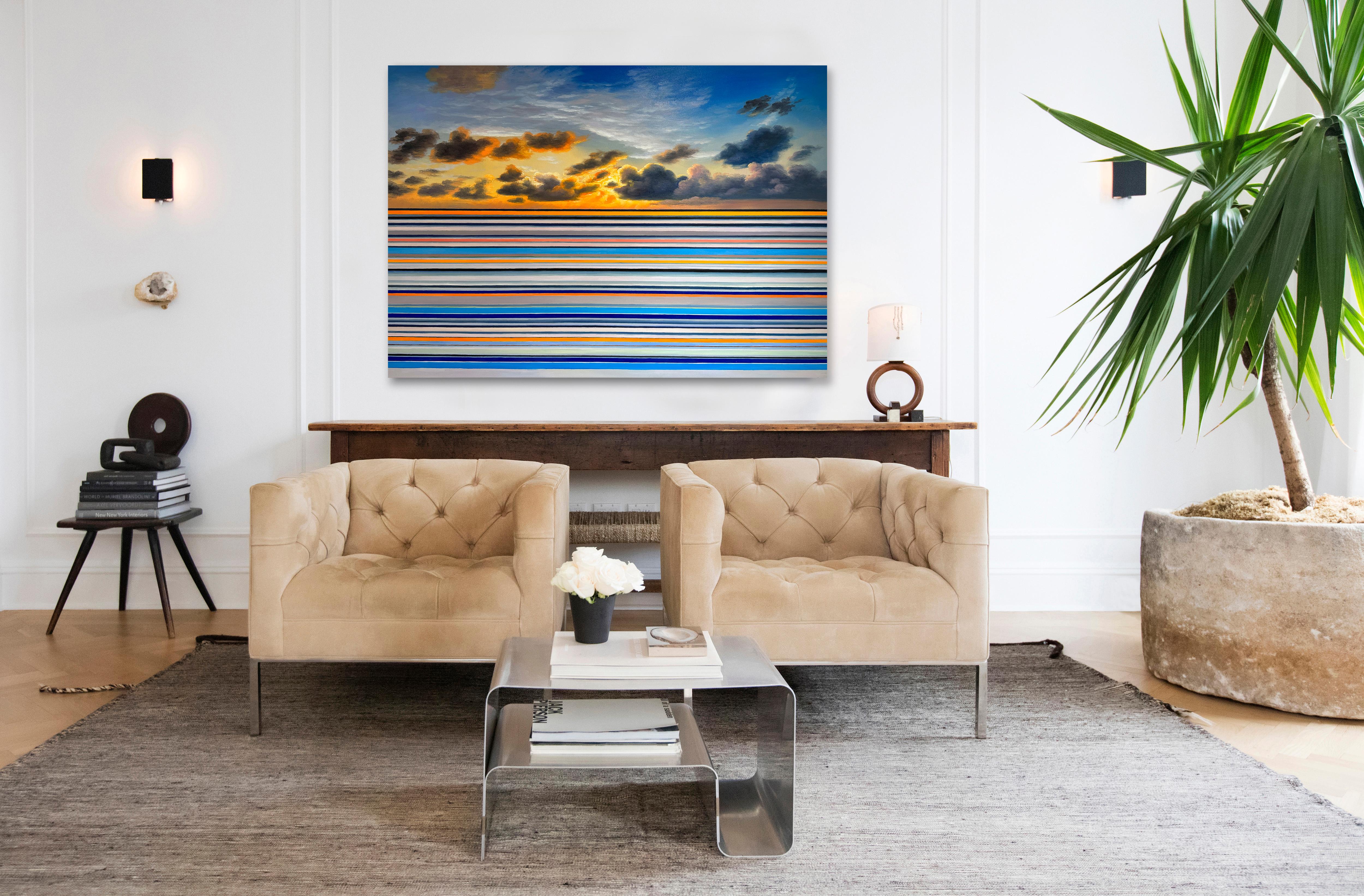 A Break in the Clouds by Kate Seaborne seascape striped oil painting im Angebot 10