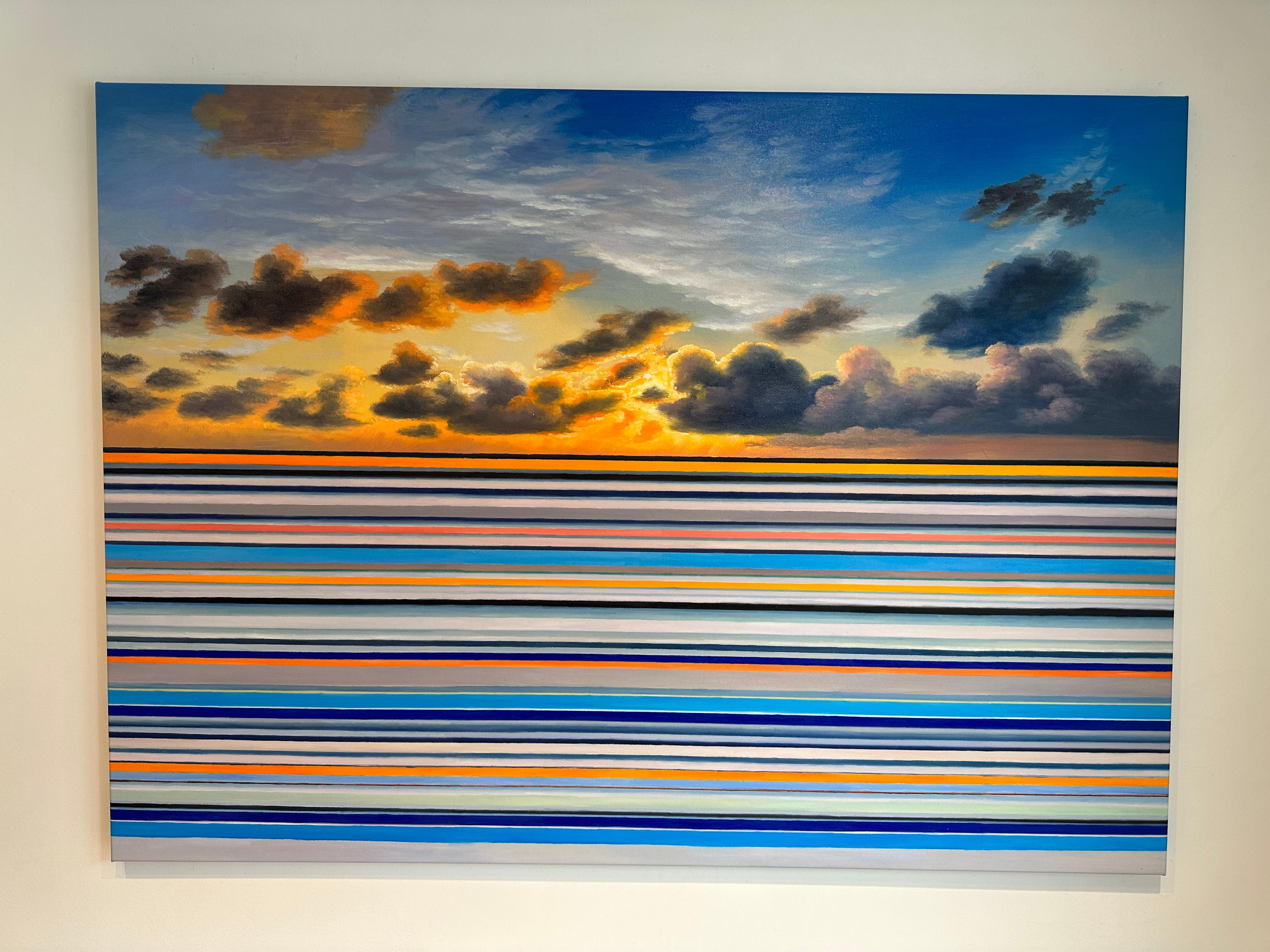 A Break in the Clouds by Kate Seaborne seascape striped oil painting im Angebot 1