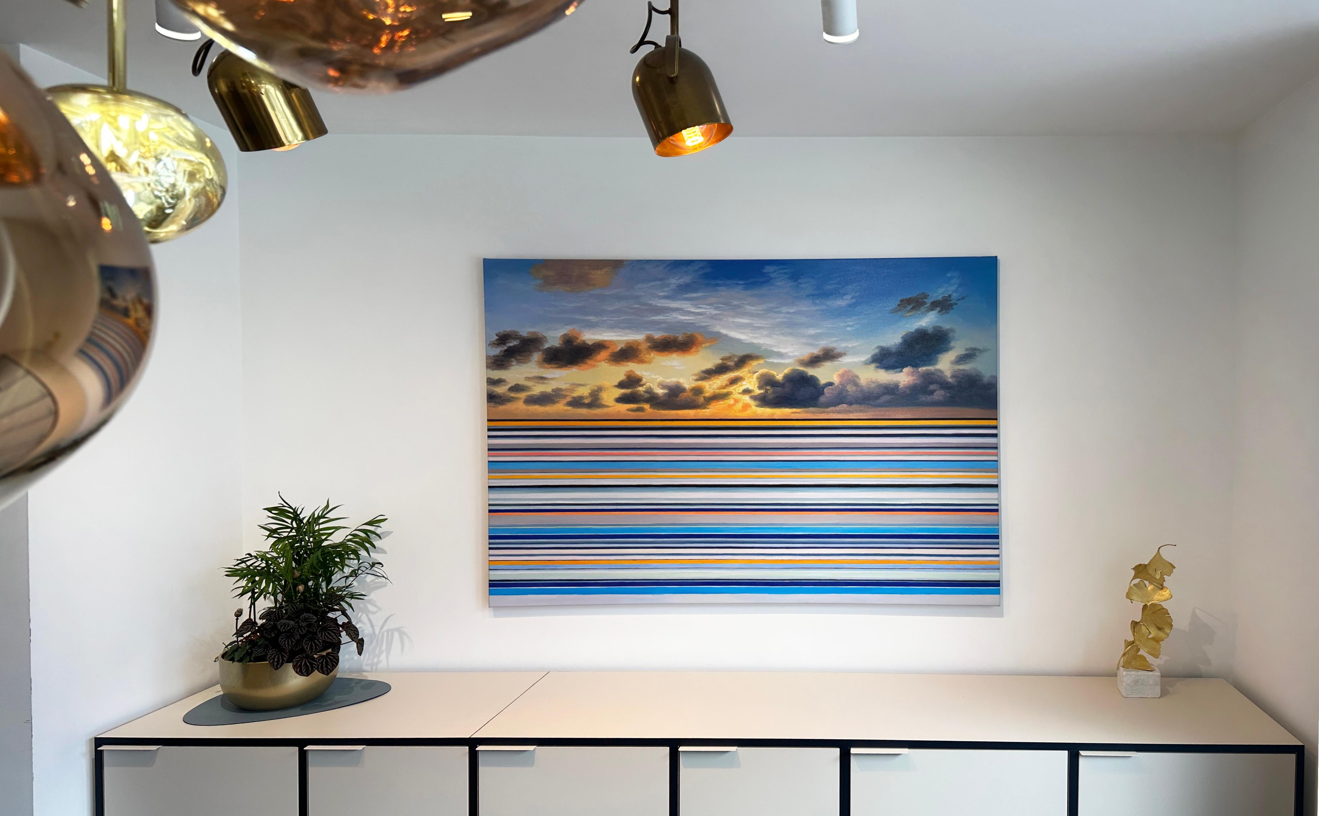 A Break in the Clouds by Kate Seaborne seascape striped oil painting im Angebot 4