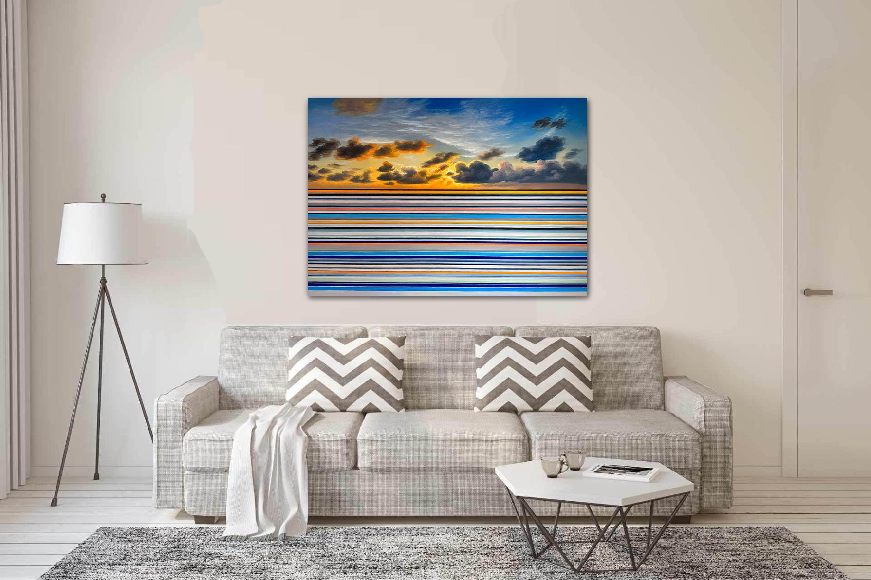A Break in the Clouds by Kate Seaborne seascape striped oil painting im Angebot 7