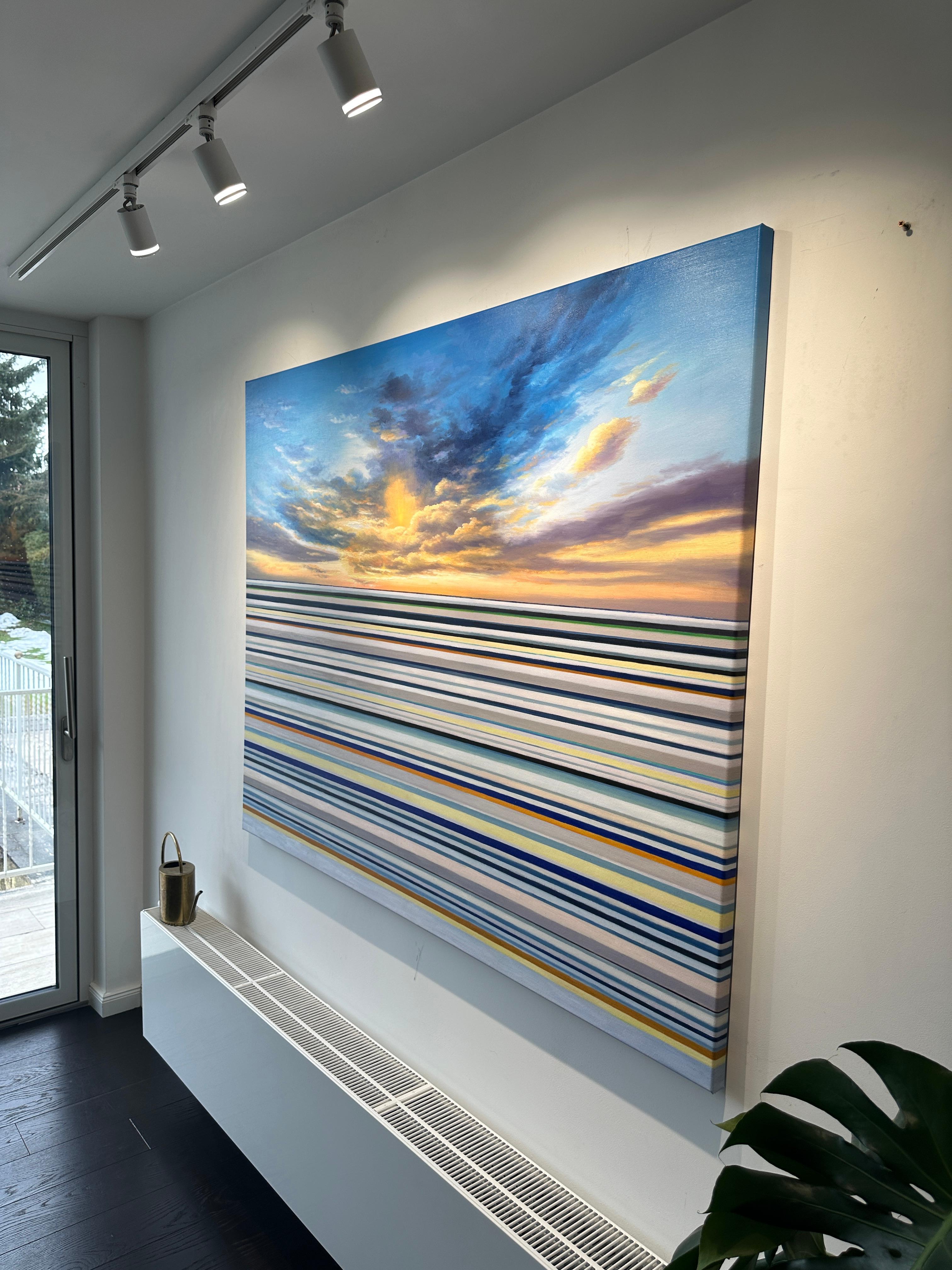 A Dance of Light by Kate Seaborne seascape striped oil painting 8