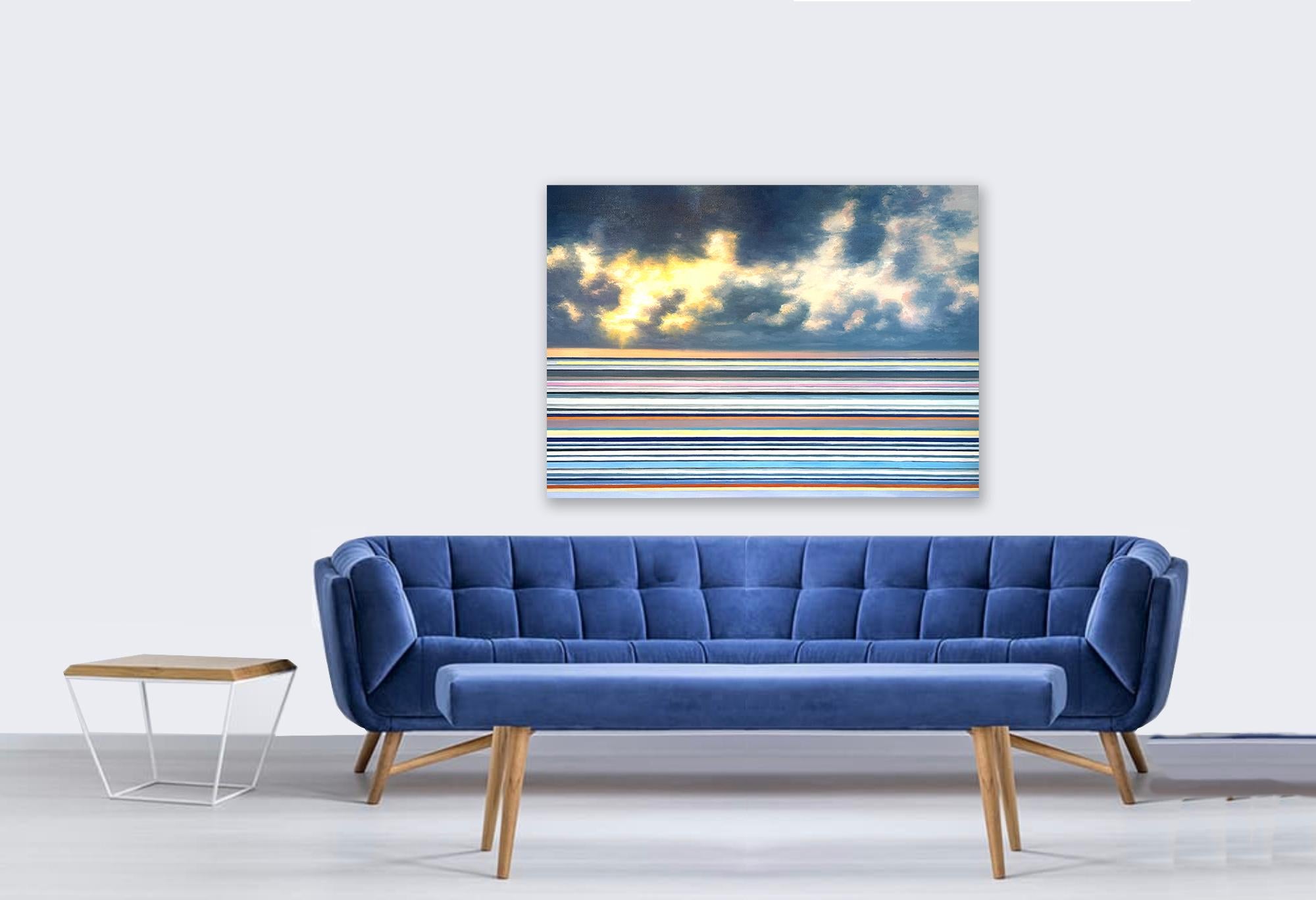 Dancing Light by Kate Seaborne seascape striped oil painting For Sale 2