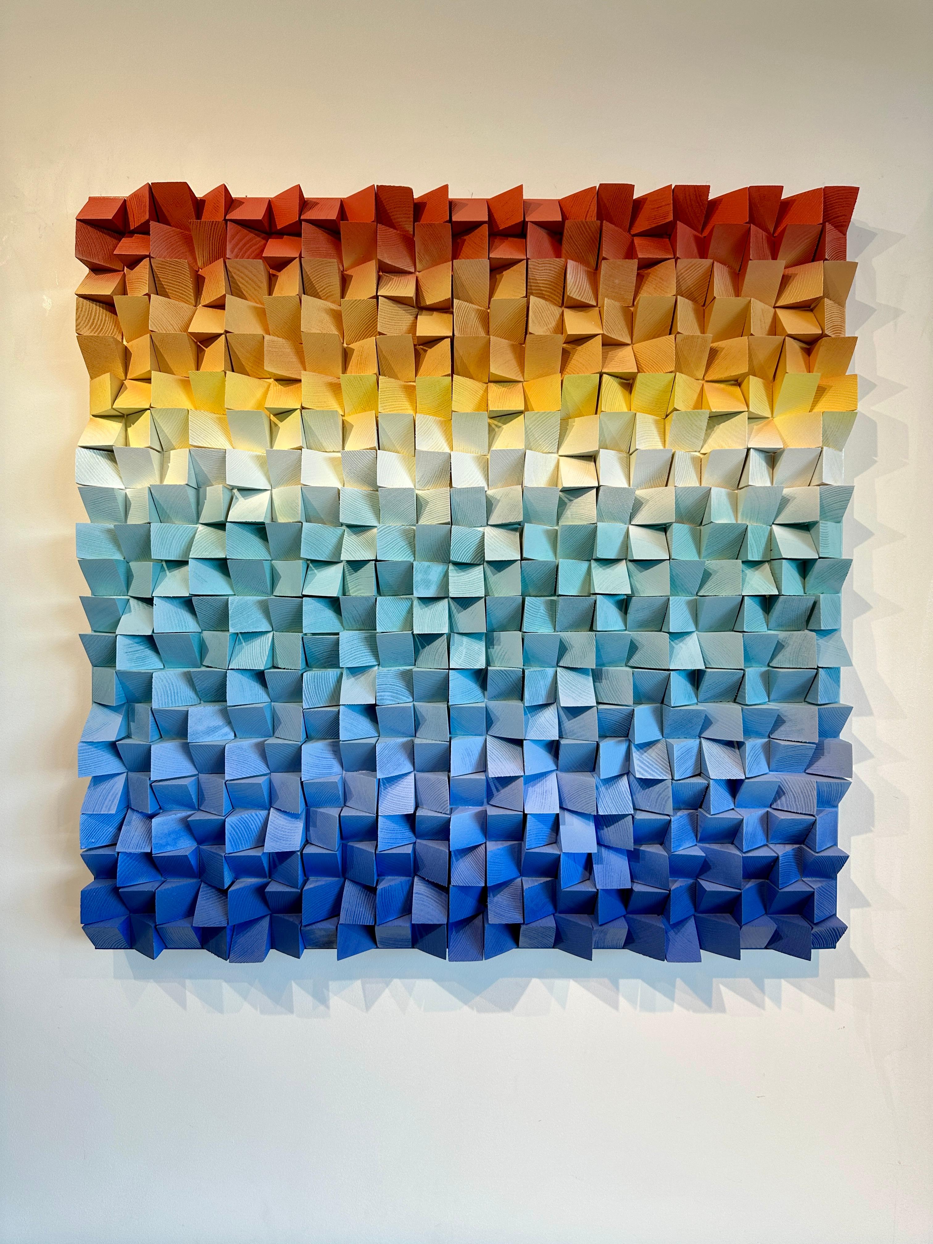 Solar Sea Sounds by Kate Seaborne - Contemporary Geometric Wood Artwork For Sale 1