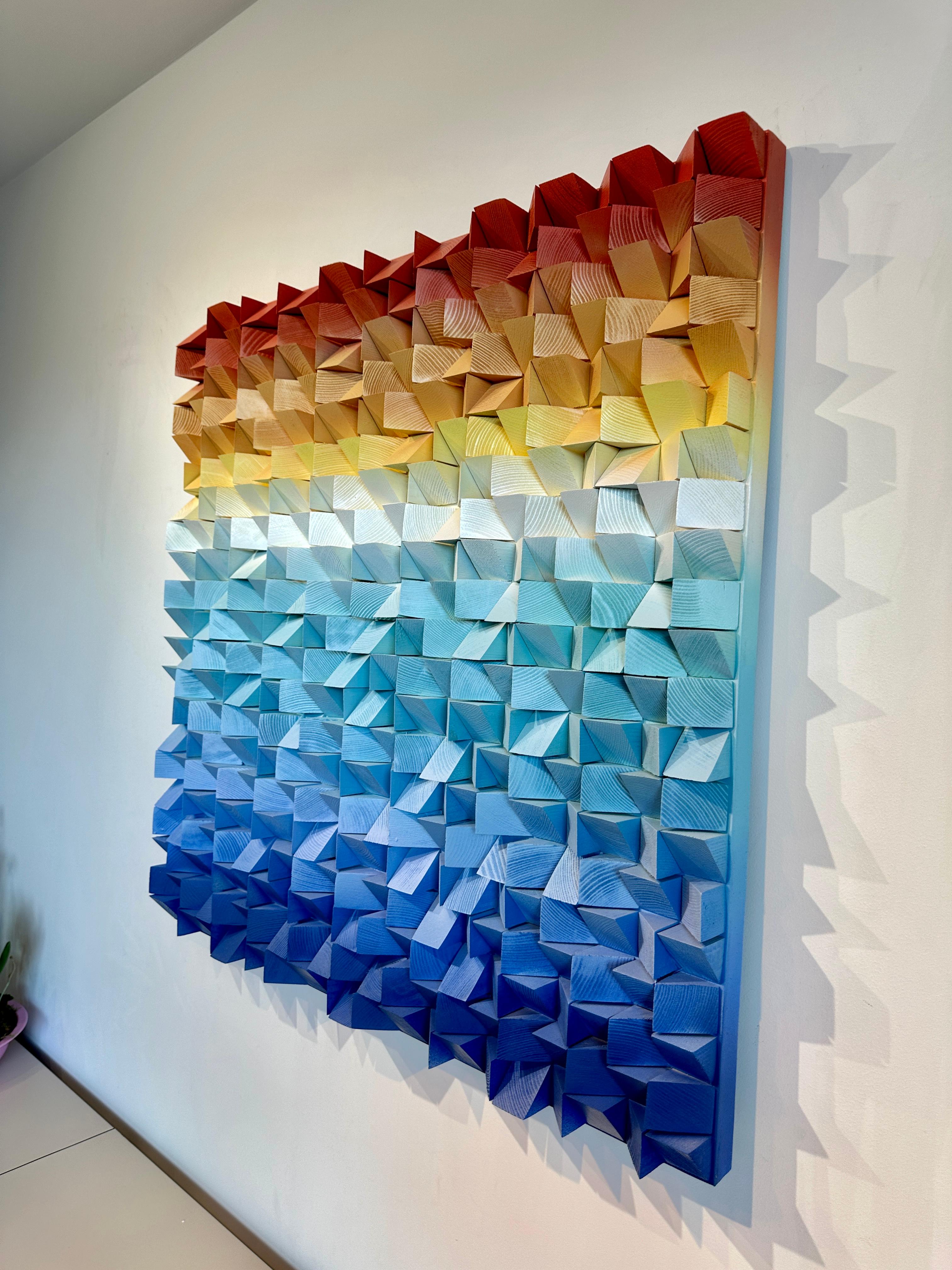 Solar Sea Sounds by Kate Seaborne - Contemporary Geometric Wood Artwork For Sale 2
