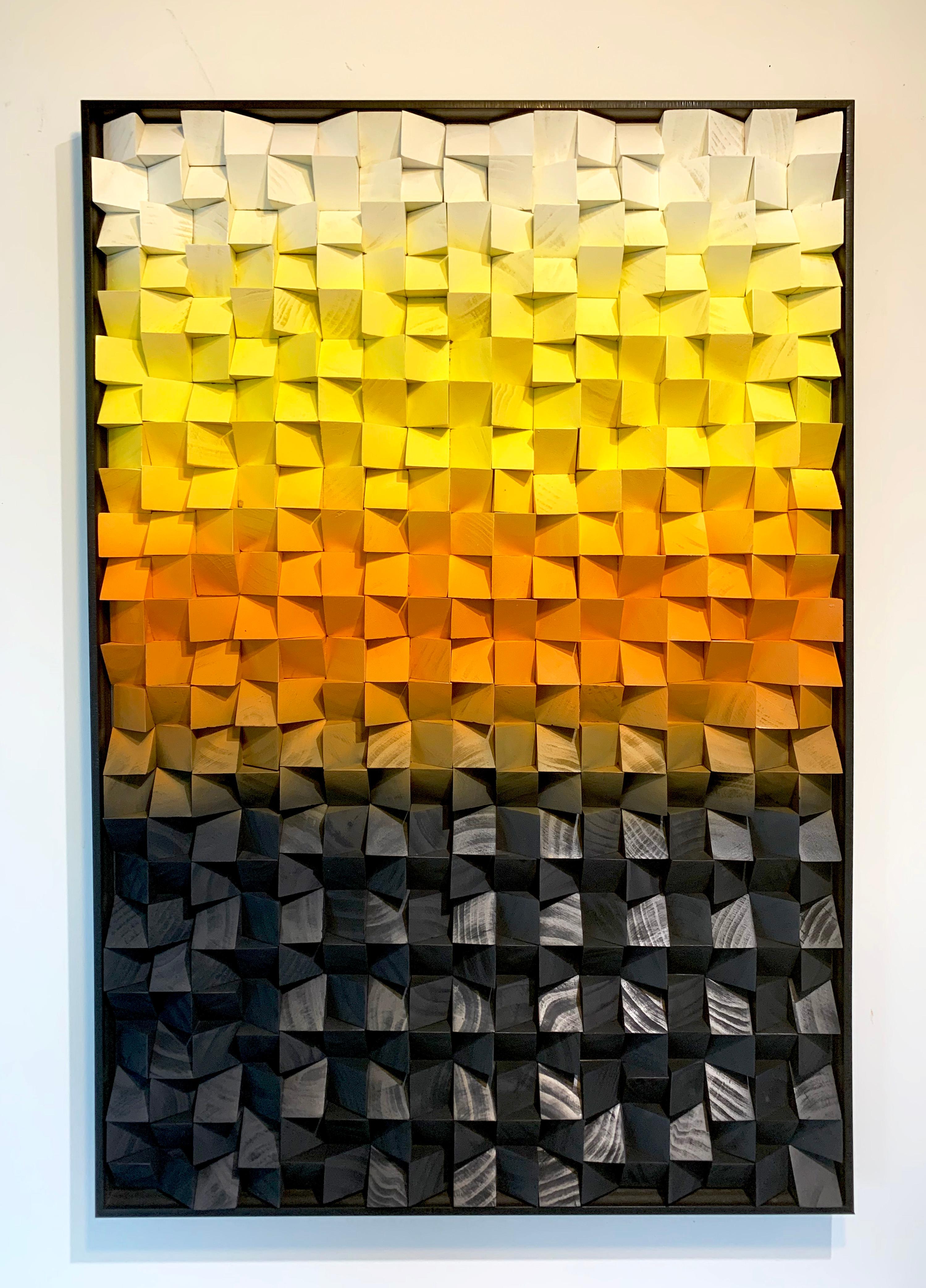 Summer Soul Sunset von Kate Seaborne - Zeitgenössisches Geometrisches Kunstwerk aus Holz im Angebot 1