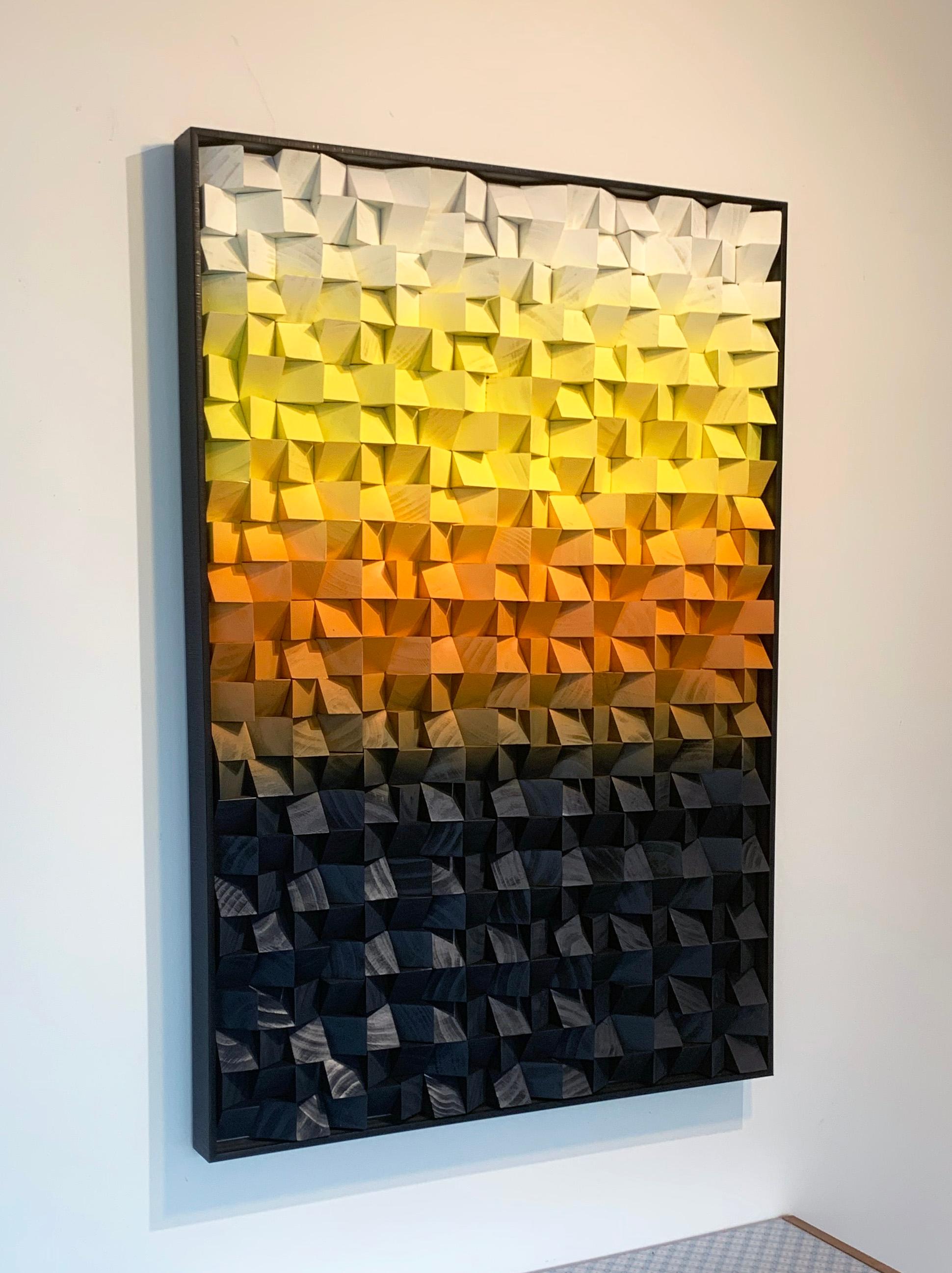 Summer Soul Sunset von Kate Seaborne - Zeitgenössisches Geometrisches Kunstwerk aus Holz im Angebot 7
