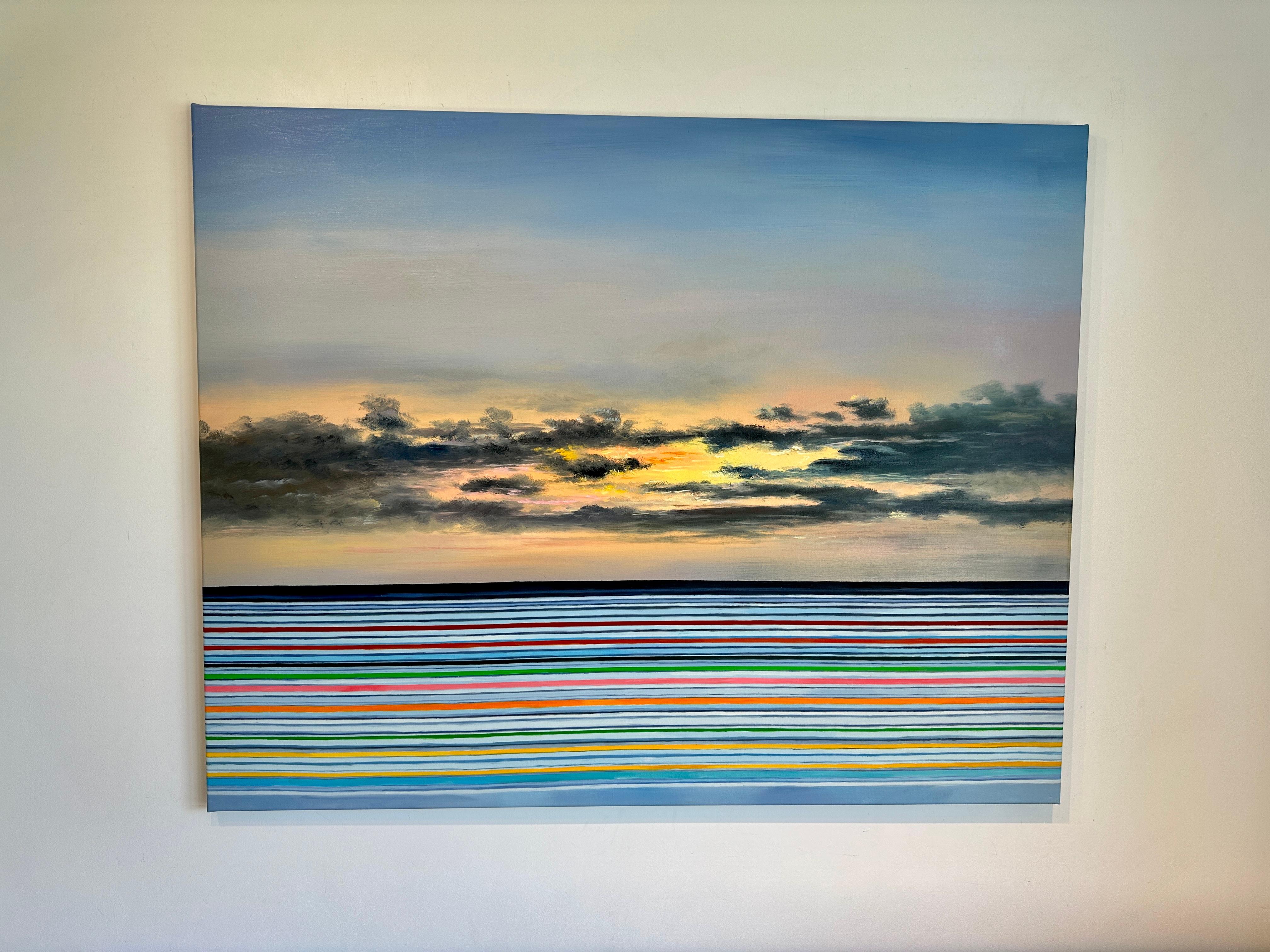 The Sunlight Clasps the Seaborne – Sonnenuntergang, Öl, Meereslandschaft, Gemälde im Angebot 4