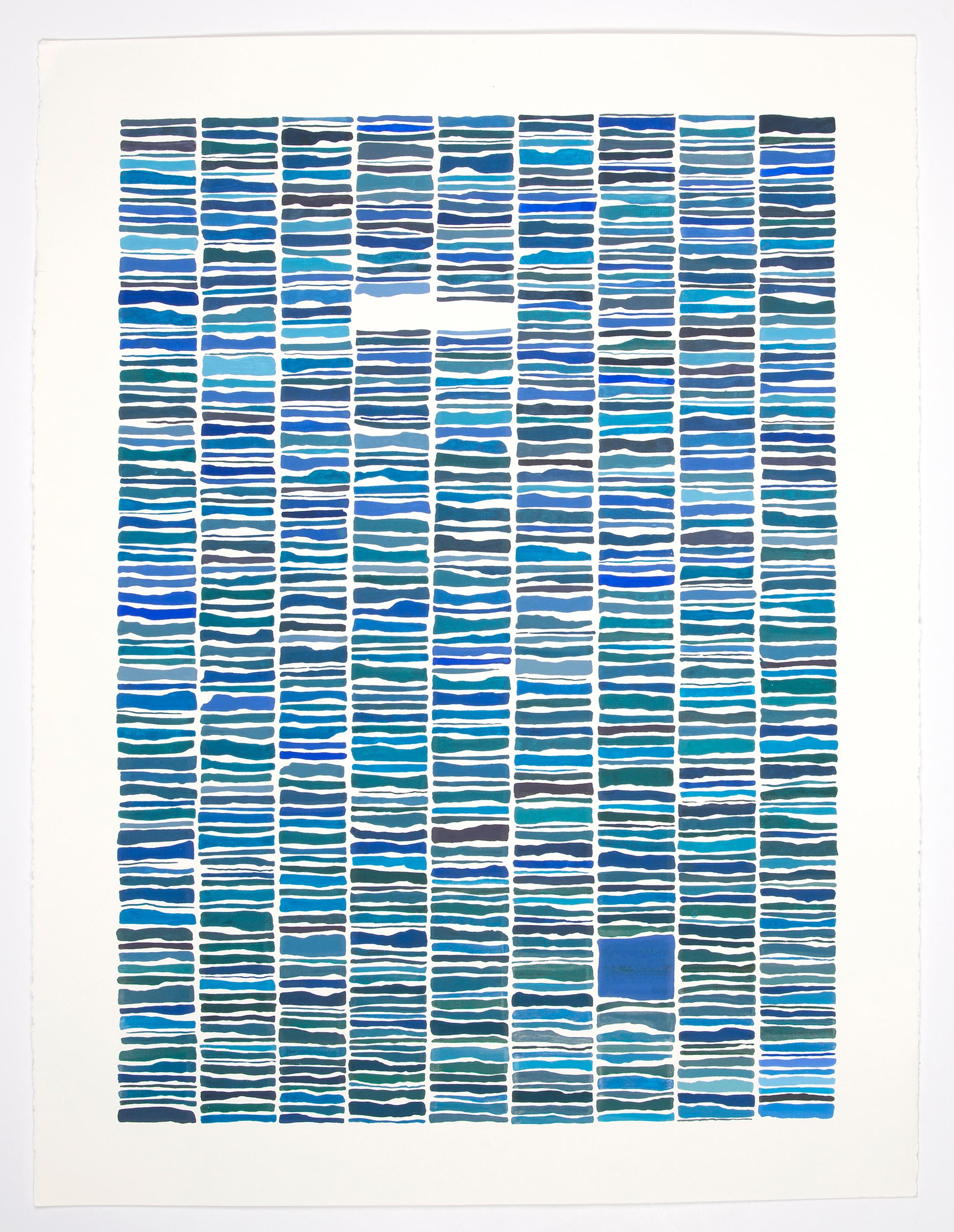 Kate Snow Abstract Painting - Blues, abstract geometric painting, grid