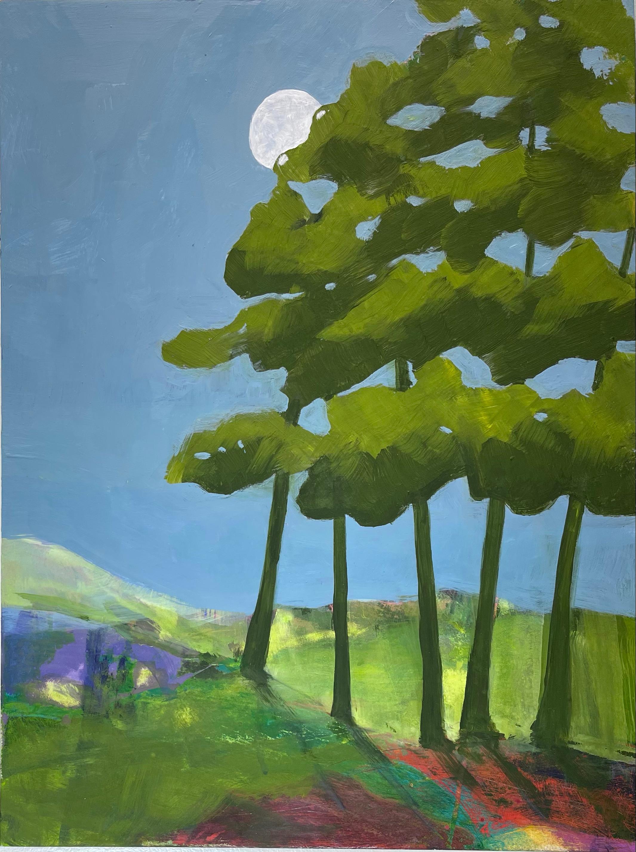 Kate Snow Landscape Painting - Copse, impressionistic landscape painting