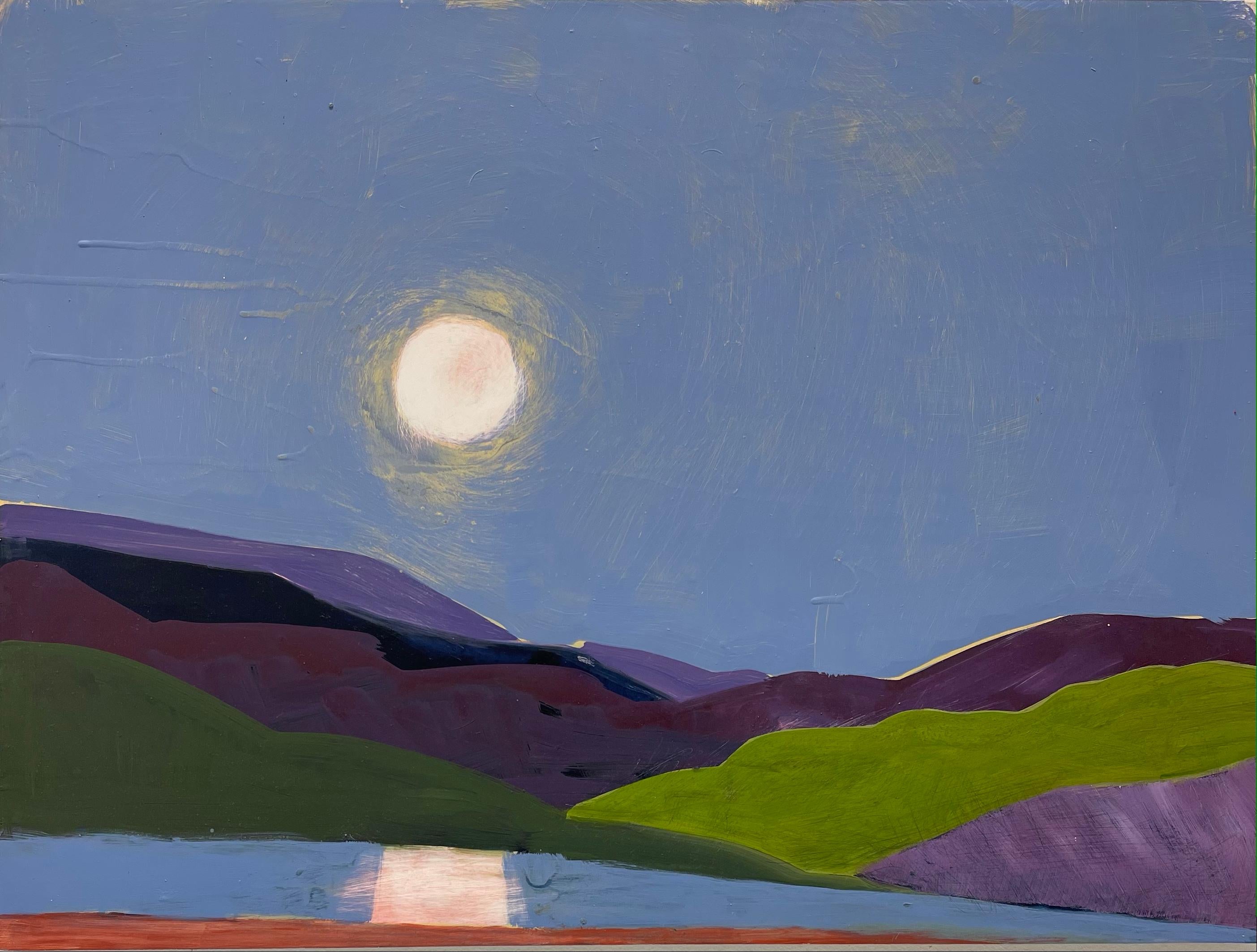 Kate Snow Landscape Painting - Lake II, impressionistic landscape painting