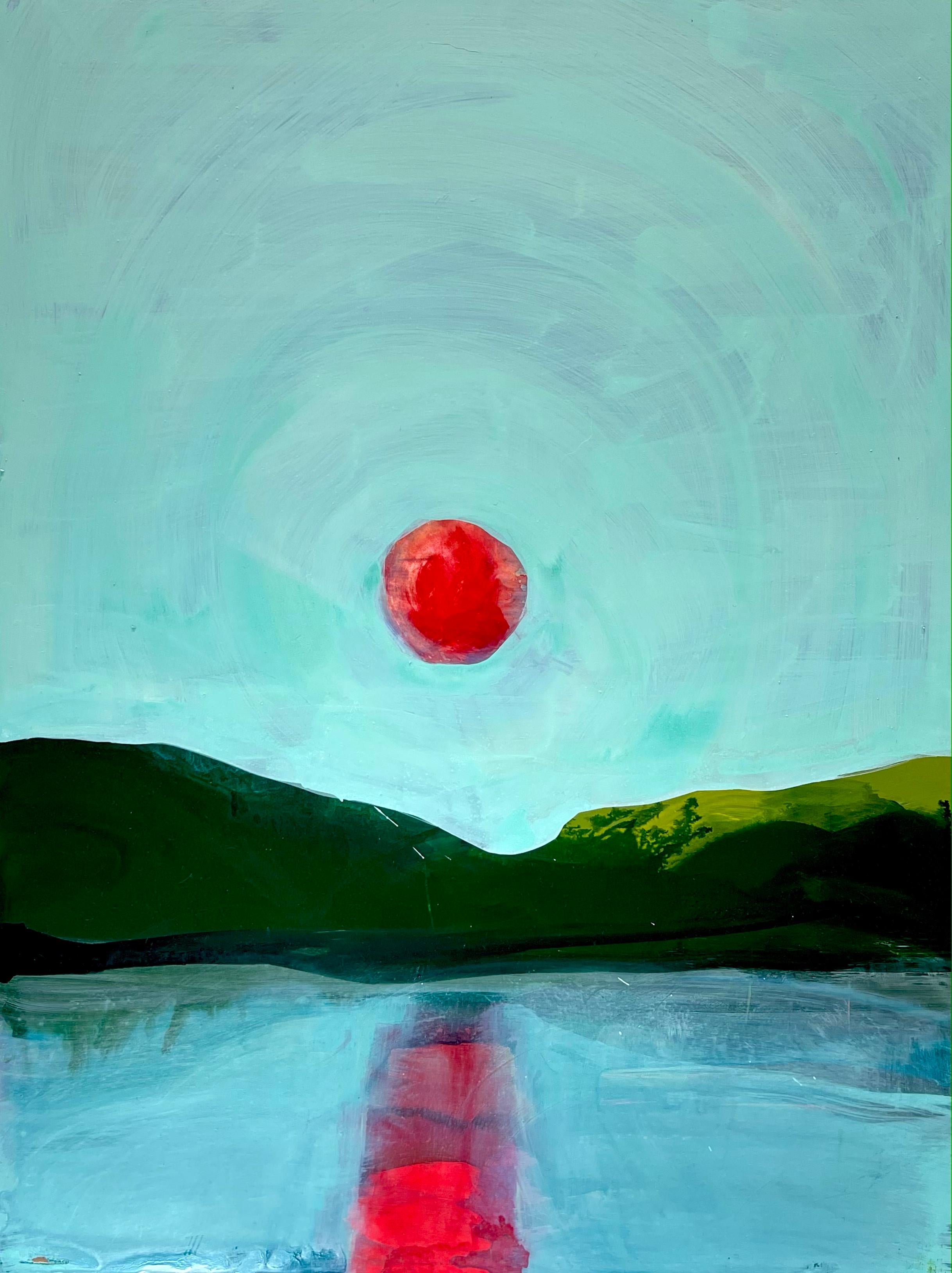 Kate Snow Landscape Painting - Lake View, impressionistic landscape painting