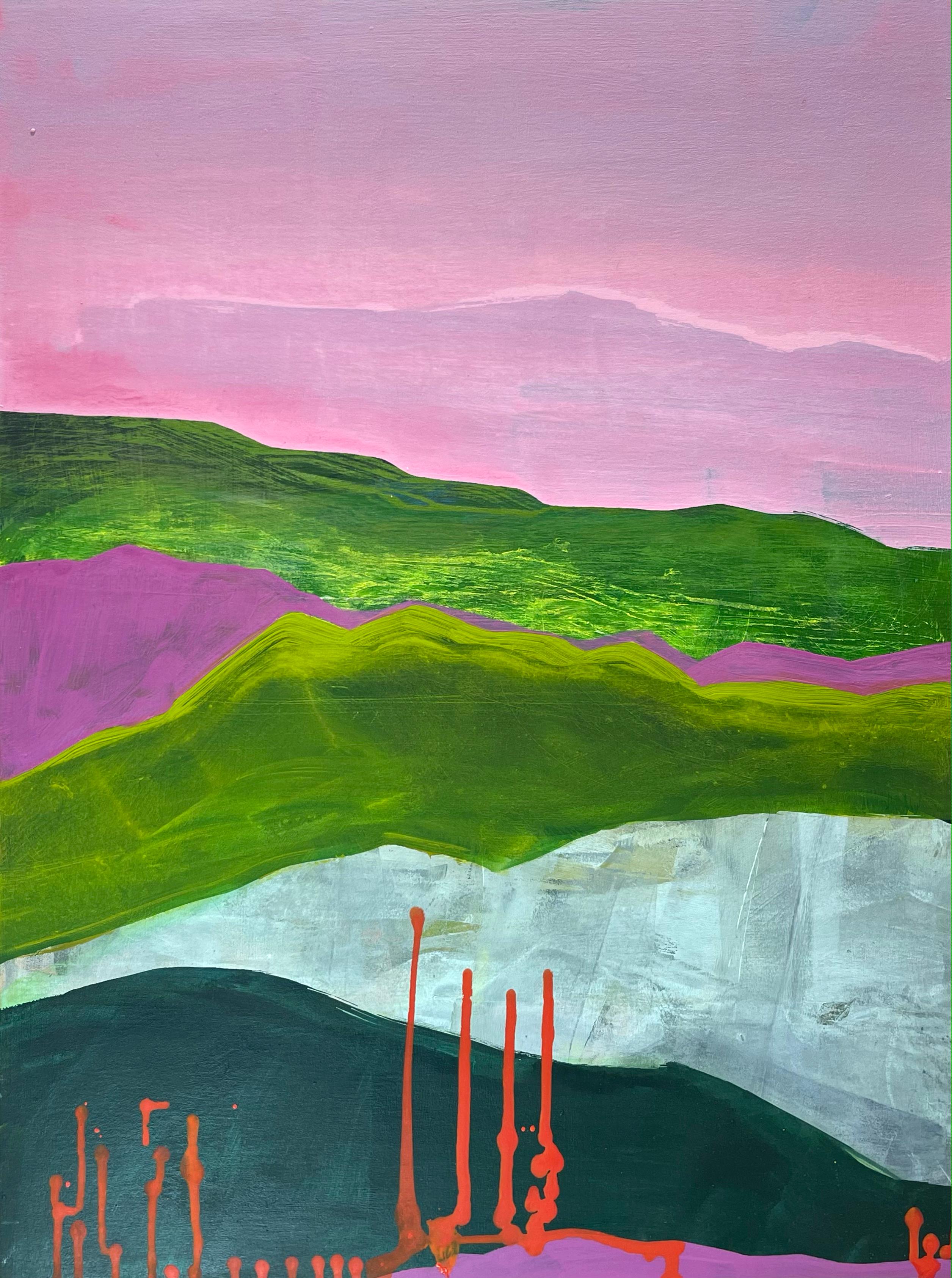 Landscape Painting di Katharine Dufault - Red Limbs, dipinto di paesaggio impressionista