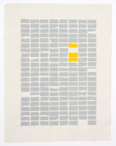 Three Yellow Bricks, abstract geometric painting, grid