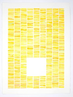Yellows, abstract geometric painting, grid