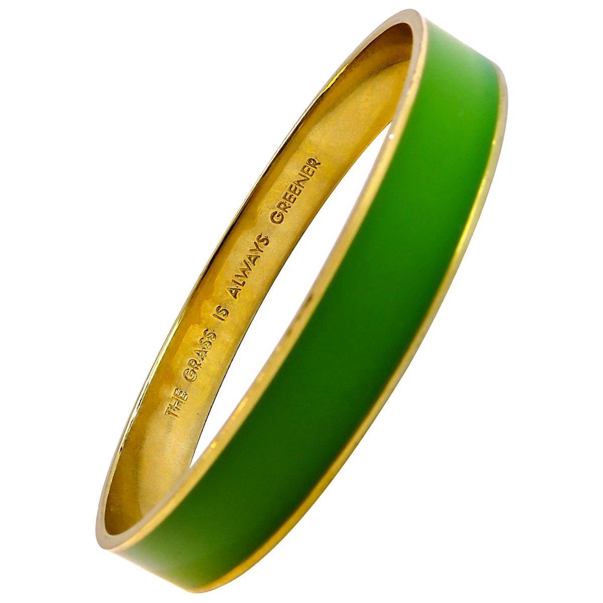 Kate Spade 18 Karat Gold-Plated Enamel Green For Sale