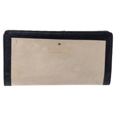 Portefeuille long en cuir beige/noir Kate Spade