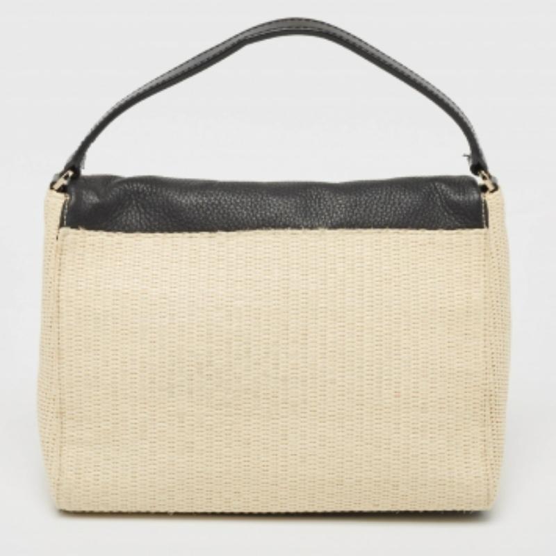 Bolso Kate Spade Beige/Negro de Paja Tejida y Piel Loula en venta 1
