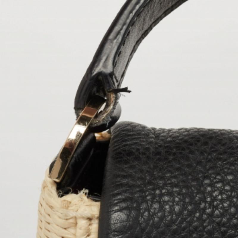 Bolso Kate Spade Beige/Negro de Paja Tejida y Piel Loula en venta 3