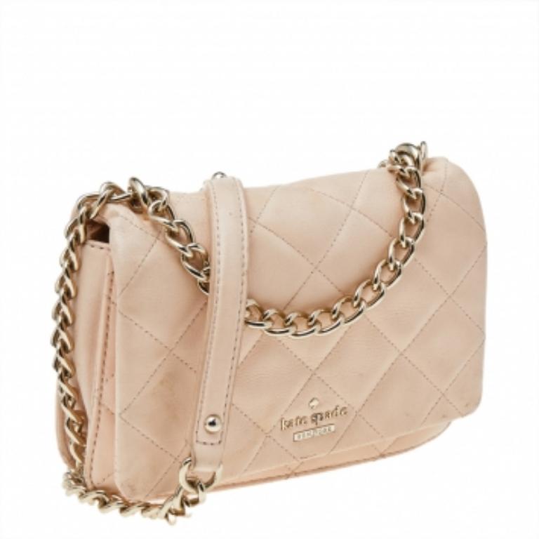 Kate Spade Beige Quilted Leather Mini Emerson Place Vivenna Shoulder Bag 6
