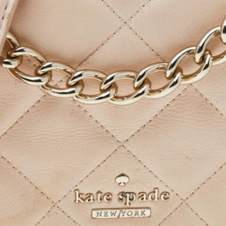 Kate Spade Beige Quilted Leather Mini Emerson Place Vivenna Shoulder Bag 5