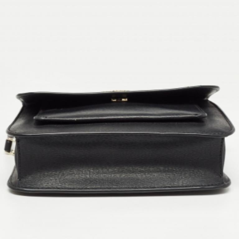 Kate Spade Black/Beige Leopard Print Leather Remi Flap Chain Crossbody Bag en vente 1