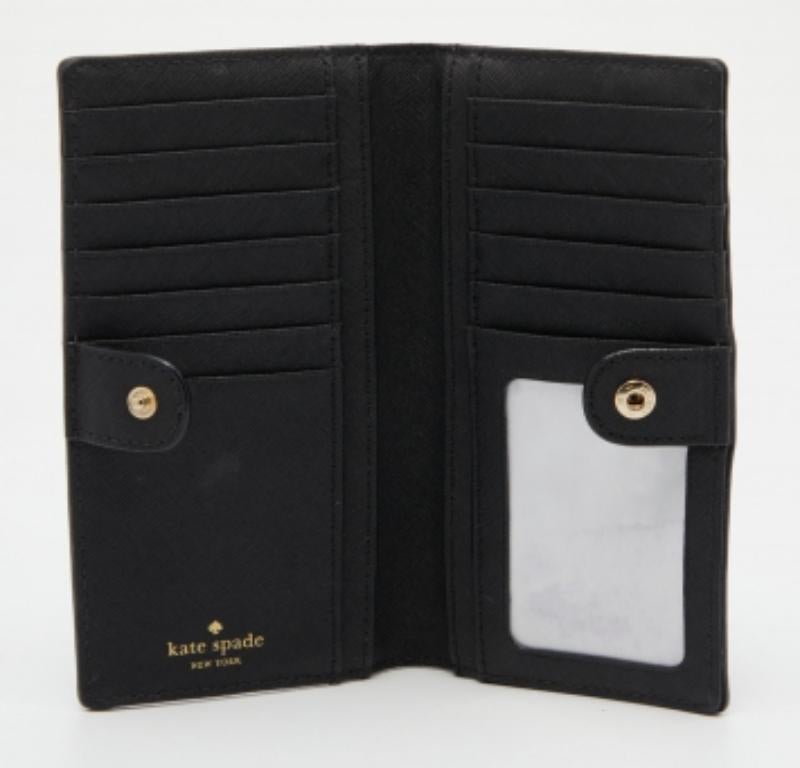 Kate Spade Portafoglio Bifold Flap in pelle nera in vendita 3
