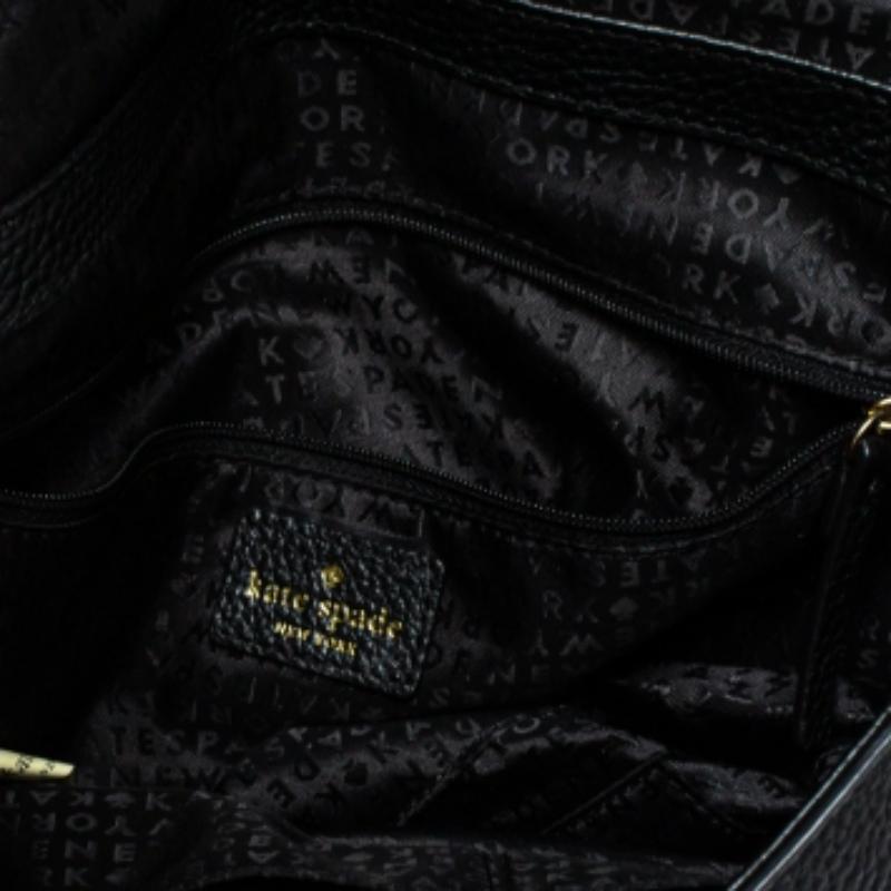 Kate Spade Black Leather Flap Satchel In Good Condition For Sale In Dubai, Al Qouz 2