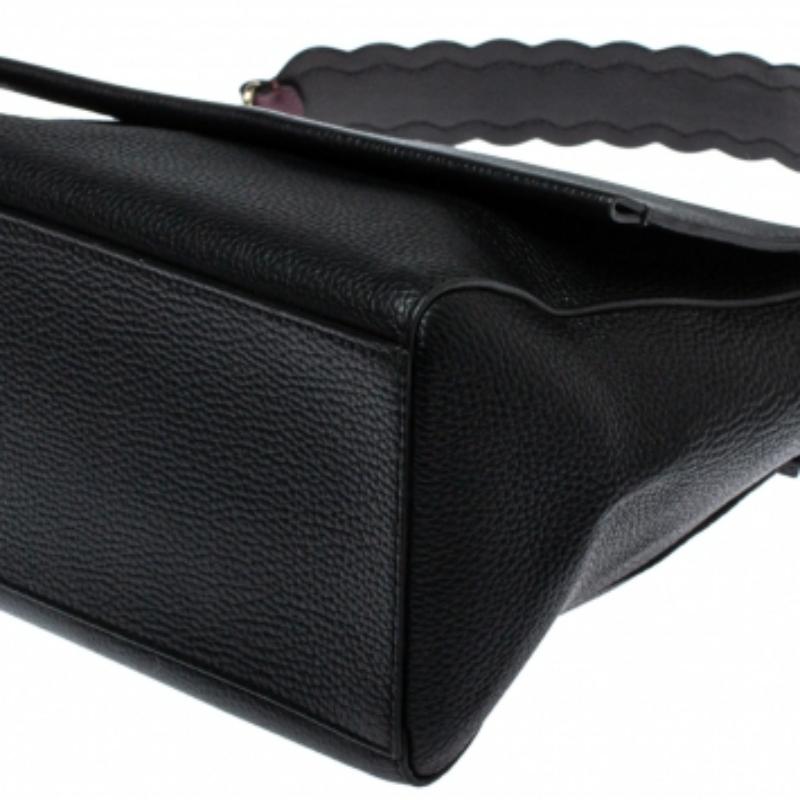 Kate Spade Black Leather Flap Satchel For Sale 2